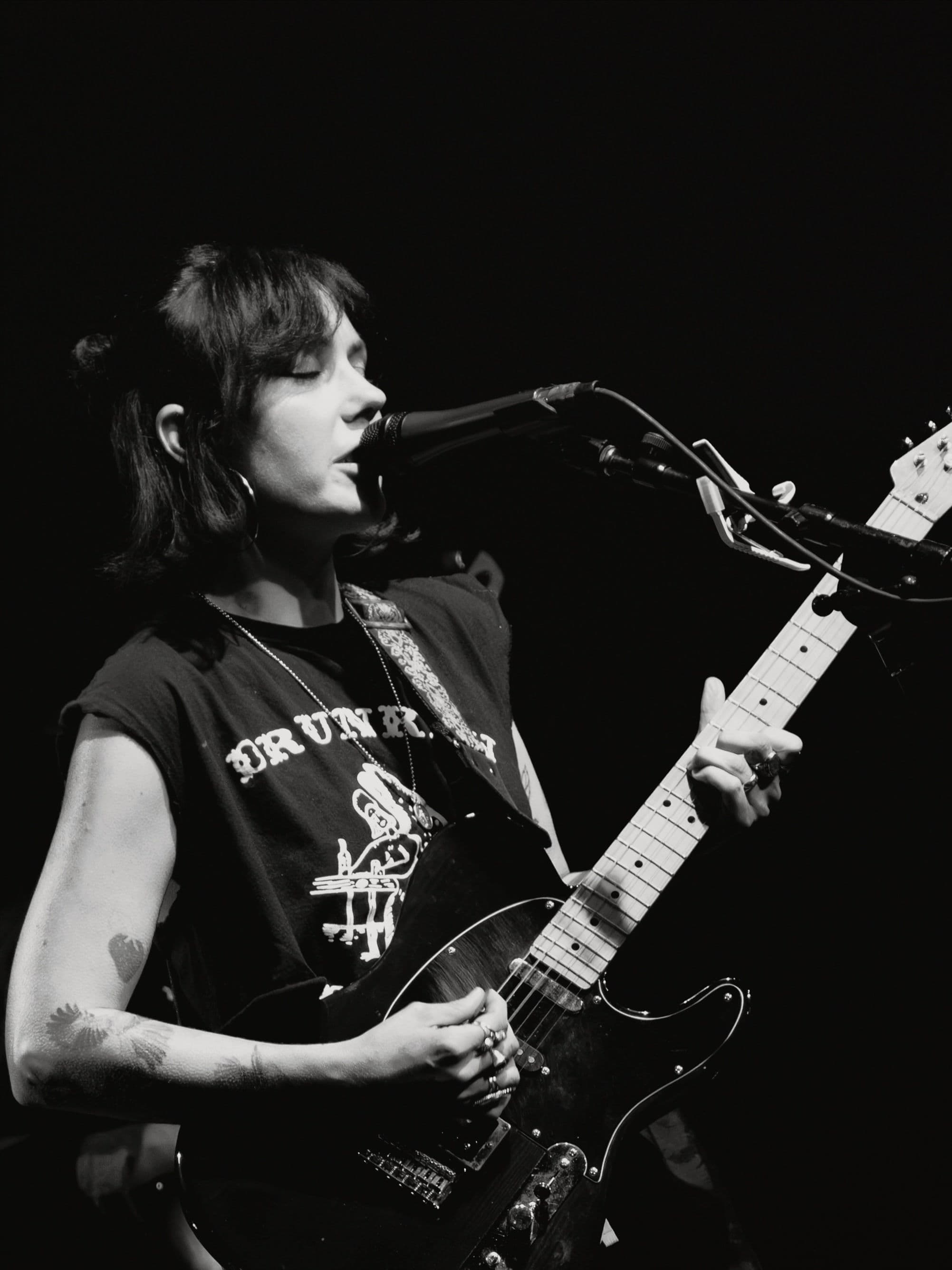 Star Witness performing live, black and white
